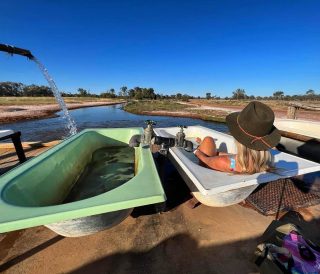 Charlotte Plains is a family-owned and operated sheep station known for their unique free-flowing Artesian bathing. They offer an authentic outback experience and are located near Cunnamulla Queensland! 🛀 🤠🐮

#outback #station #artesian #bath #qld #australia #ig_australia @charlotteplains @visit.queensland @absoluteaustralia 

#discoverqueensland #lake #naturalworld #waves #beach #sand #queensland  #qld #instanature #instaphotography #photography #australia #wow_australia2023 #ig_australia #sociallifeaustralia #hello_bluey #seeaustralia #sky_captures #australianlife  #dailytelegraph #ig_discover_australia #fabulous_australia_